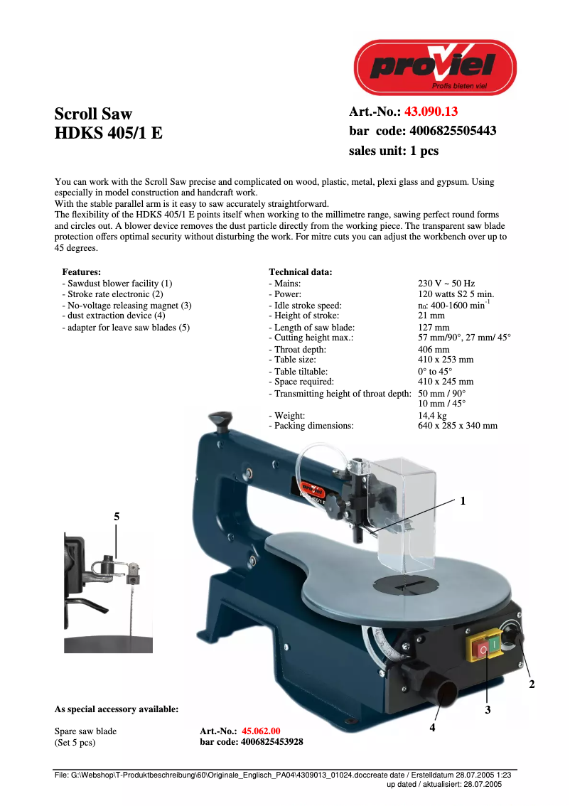Image de la première page du manuel de l'appareil HDKS 405/1 E