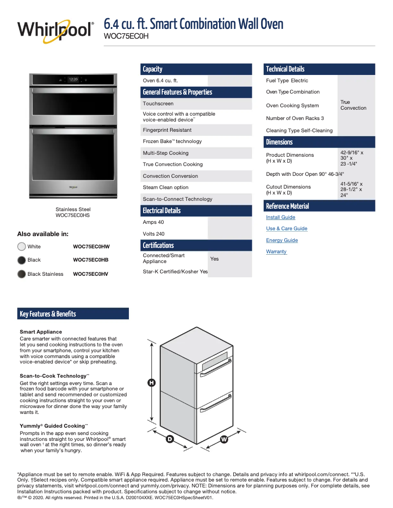 Image de la première page du manuel de l'appareil WOC75EC0HS