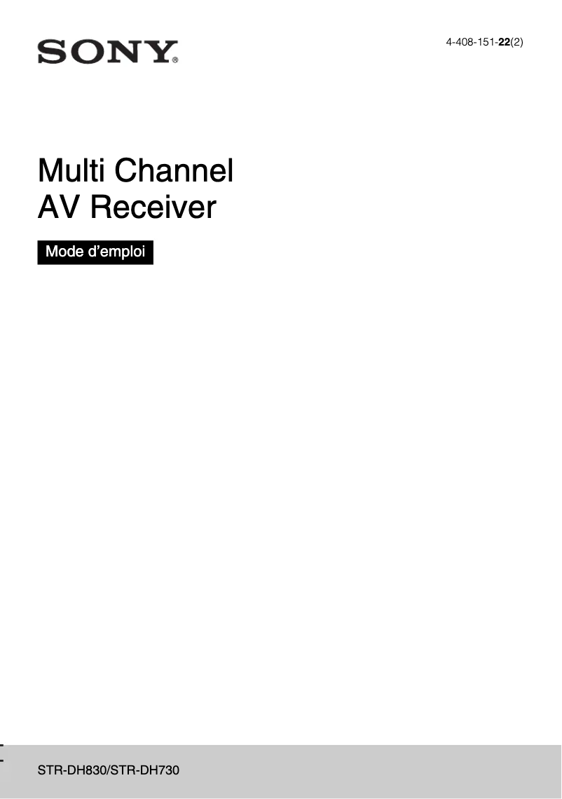 Page 1 de la notice Manuel utilisateur Sony STR-DH730