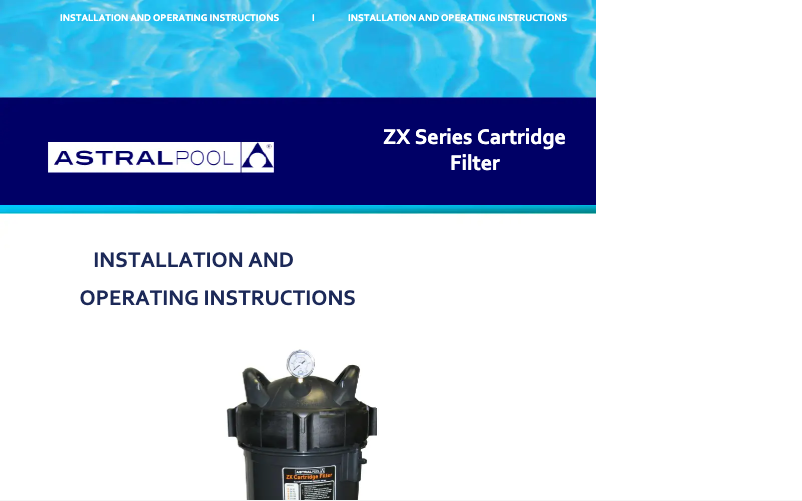 Page n°1 - Manuel utilisateur AstralPool ZX 150