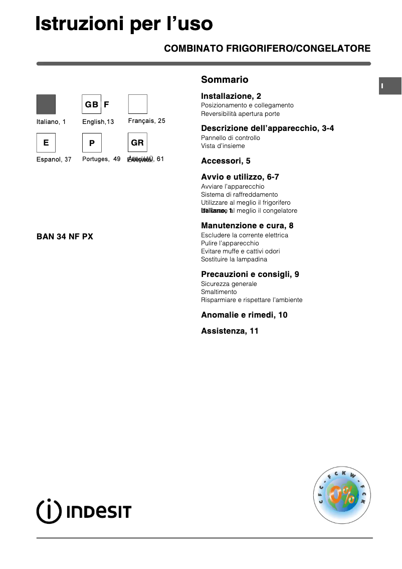 Image de la première page du manuel de l'appareil BAN 34 NF P X (0)
