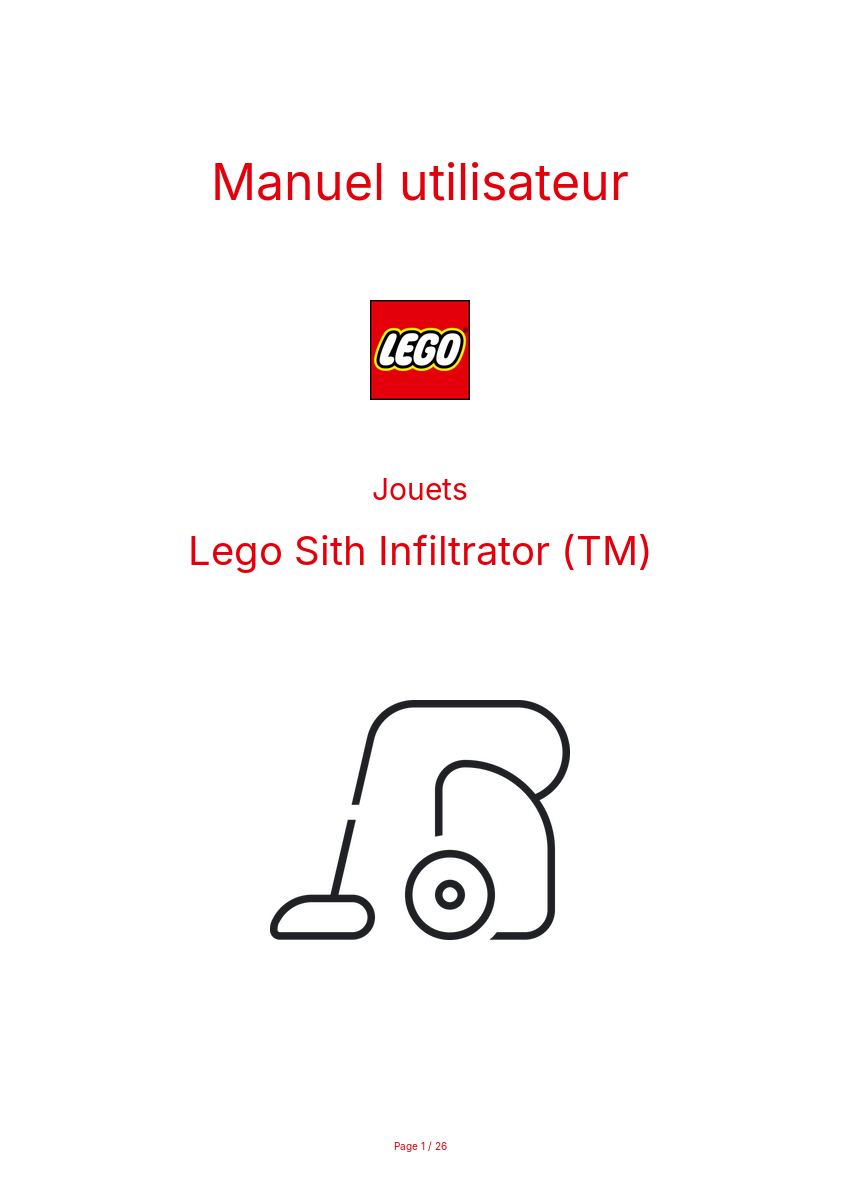 Page n°1 - Manuel utilisateur Lego Sith Infiltrator (TM)