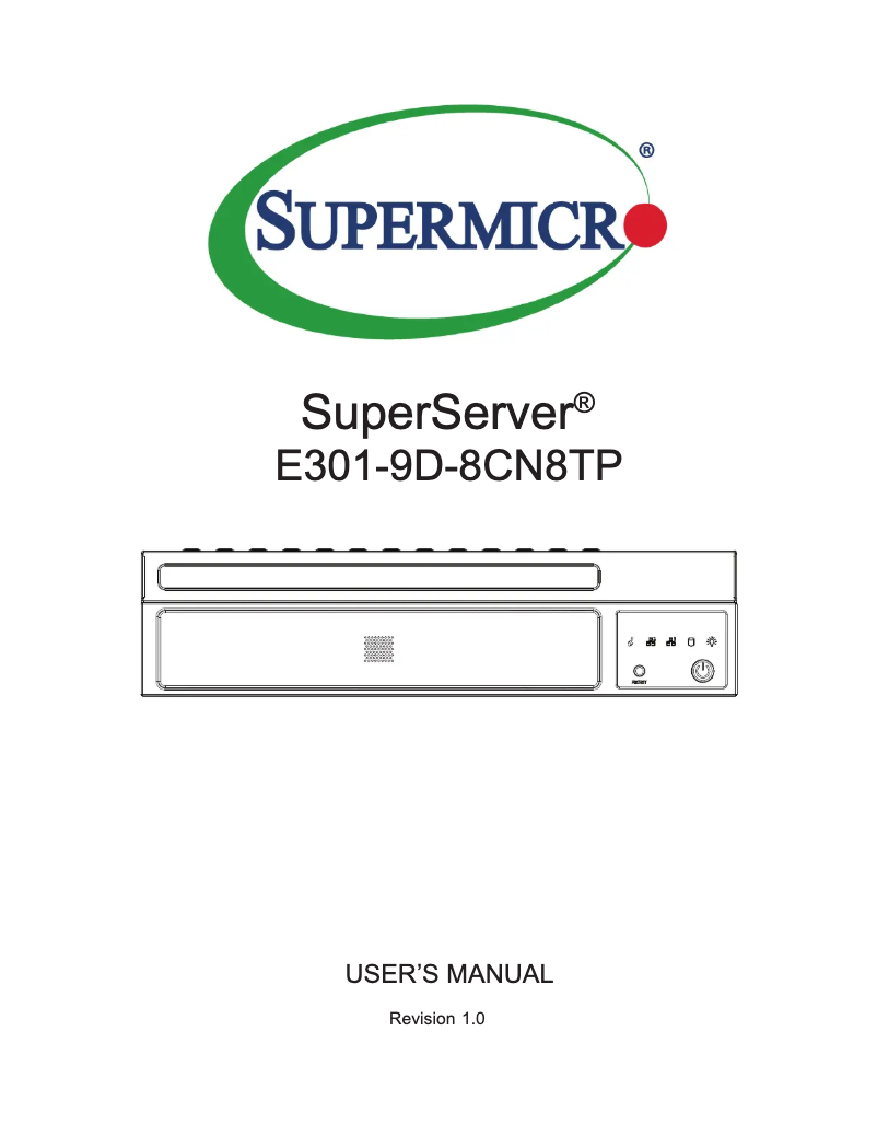 Page 1 de la notice Manuel utilisateur Supermicro SuperServer E301-9D-8CN8TP