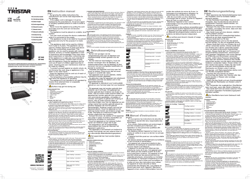 Page 1 de la notice Manuel utilisateur TriStar OV-1440