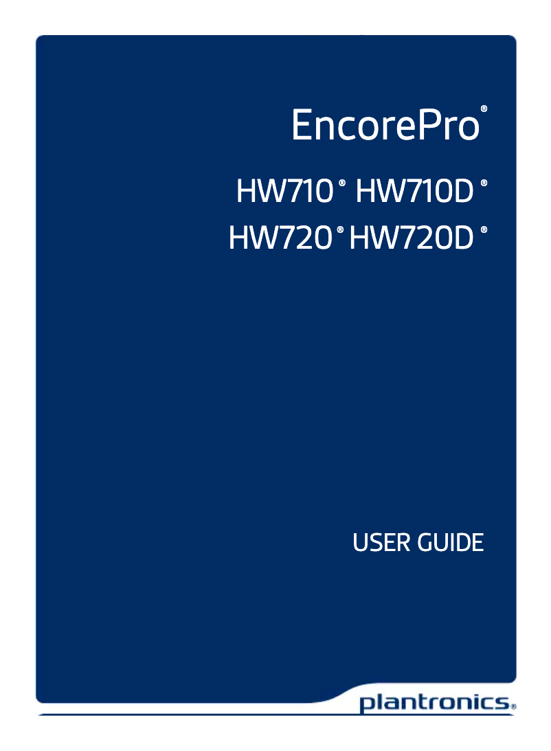 Page 1 de la notice Manuel utilisateur Plantronics HW720