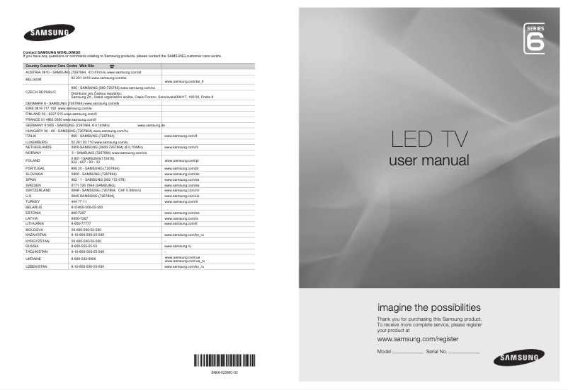 Page 1 de la notice Manuel utilisateur Samsung UE37B6050