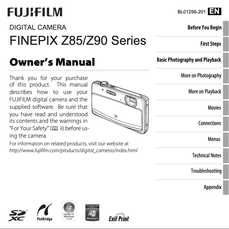 Page n°1 - Manuel utilisateur Fujifilm FinePix Z85