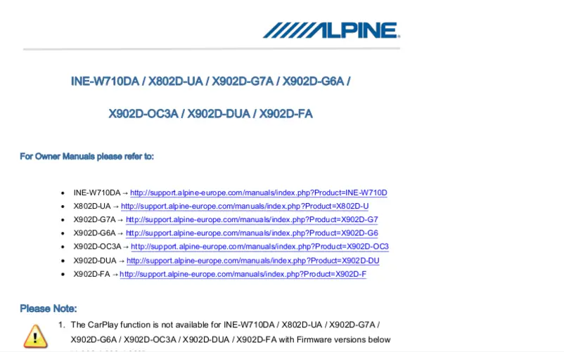 Page 1 de la notice Manuel utilisateur Alpine X902D-G6A