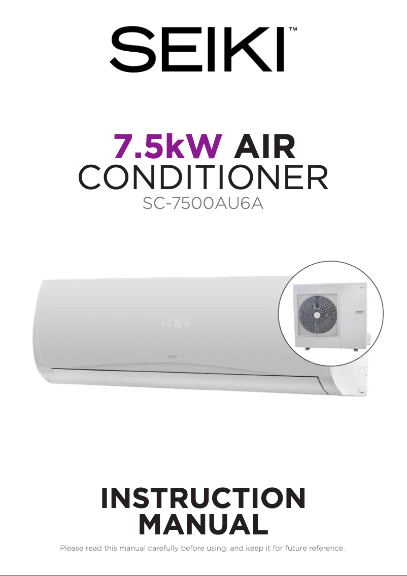 Page 1 de la notice Manuel utilisateur Seiki SC-7500AU6A