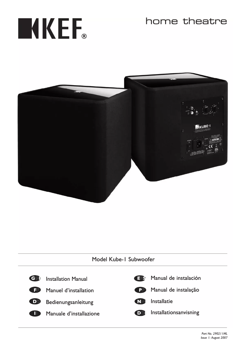 Page 1 de la notice Manuel utilisateur KEF Kube-1