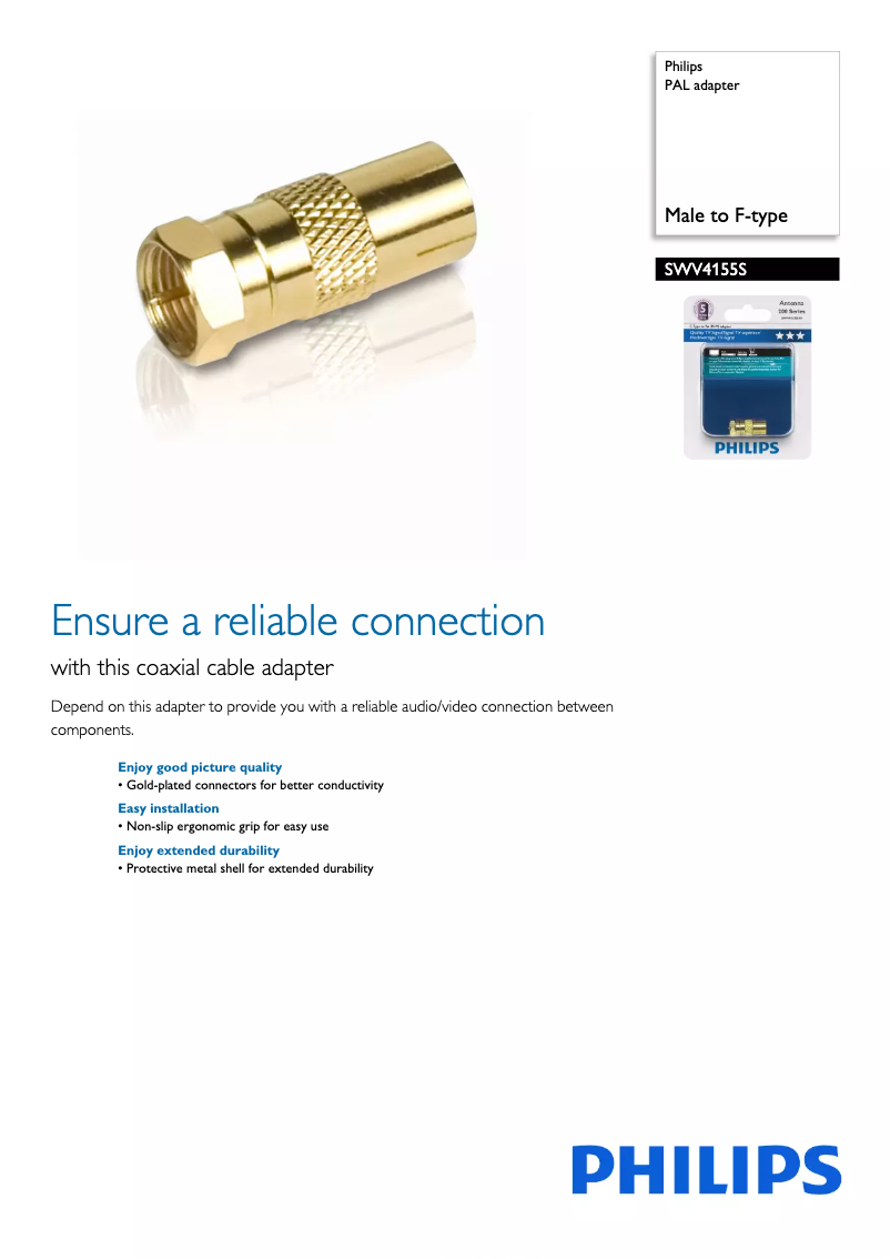 Page 1 de la notice Fiche technique Philips SWV4155S
