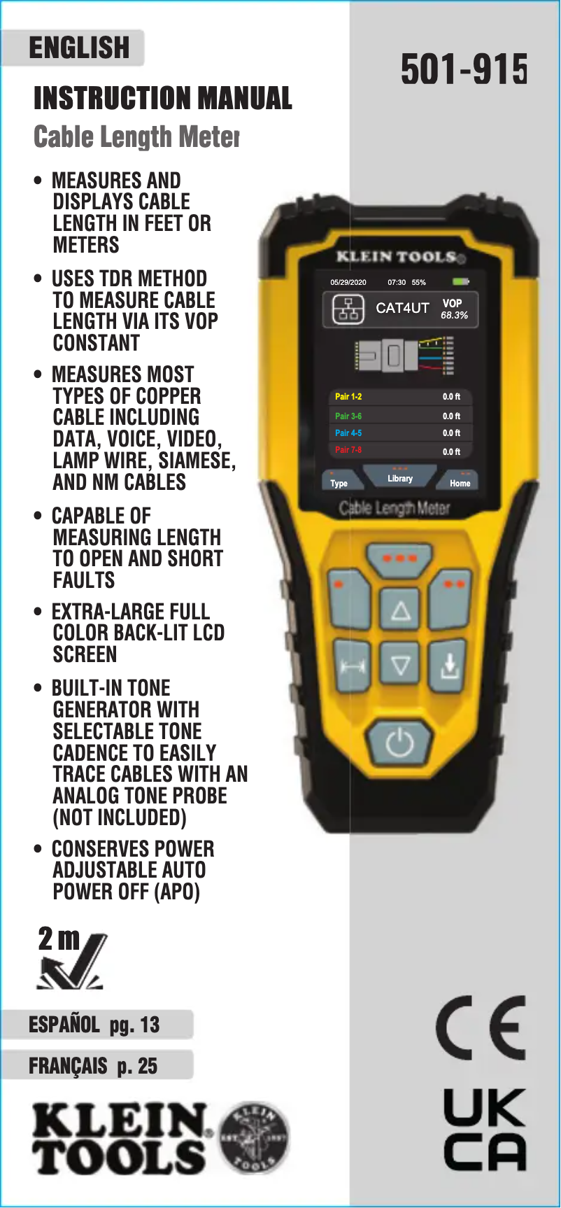 Page 1 de la notice Manuel utilisateur Klein Tools 501-915