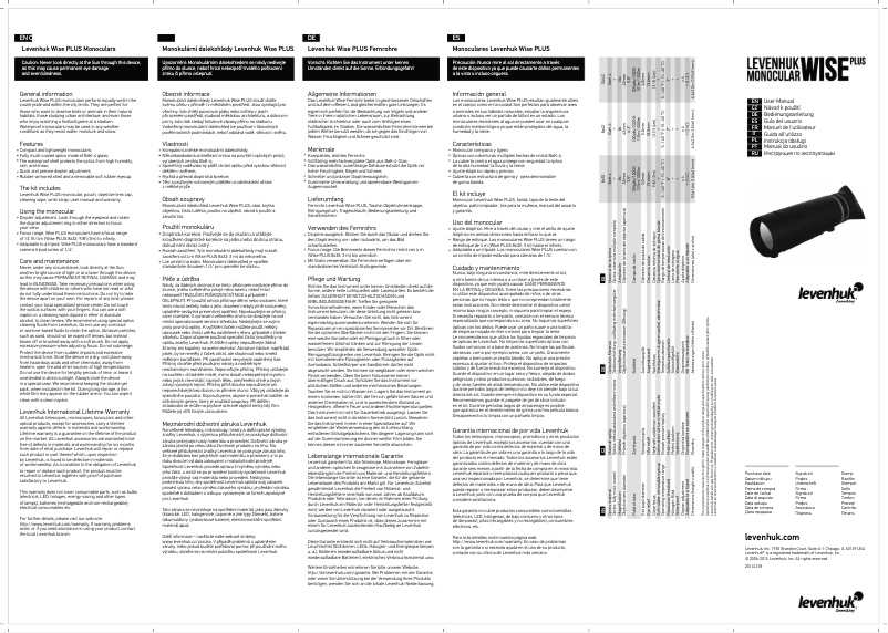 Page 1 de la notice Manuel utilisateur Levenhuk Wise Plus