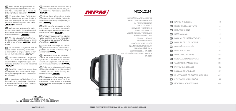 Page n°1 - Manuel utilisateur MPM MCZ-121M