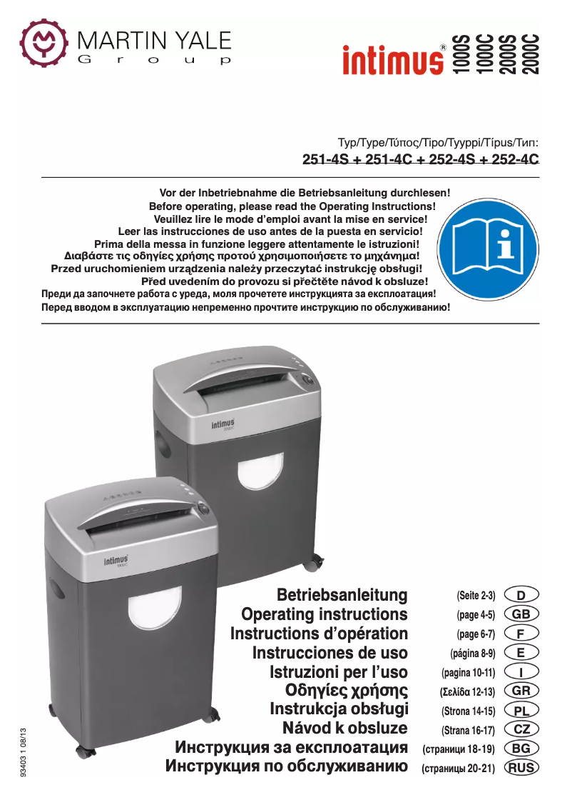Page n°1 - Manuel utilisateur Intimus 2000 S