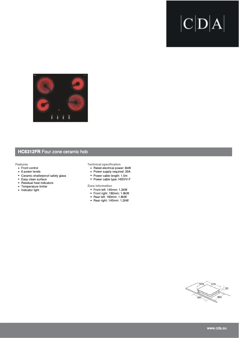 Page n°1 - Fiche technique CDA HC6312FR