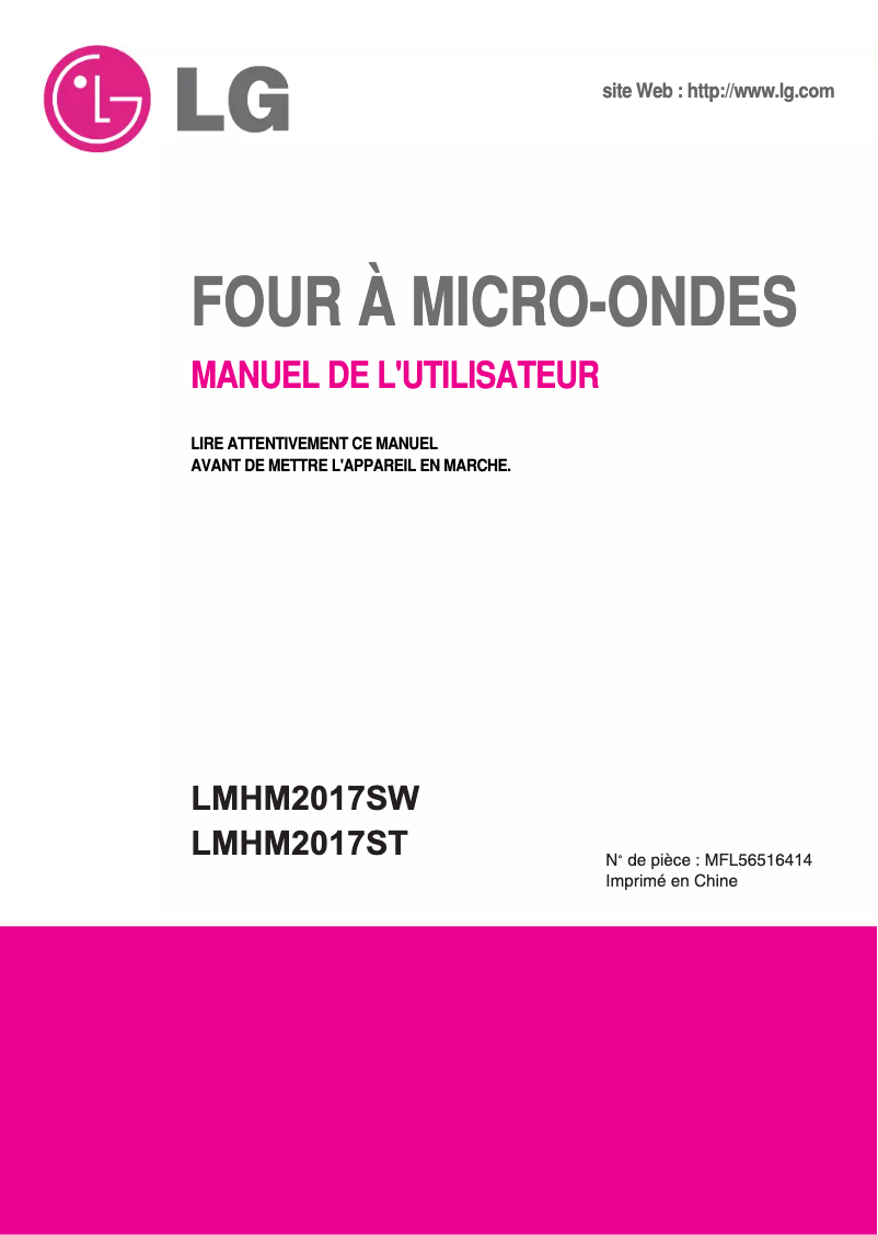 Image de la première page du manuel de l'appareil LMHM2017SW