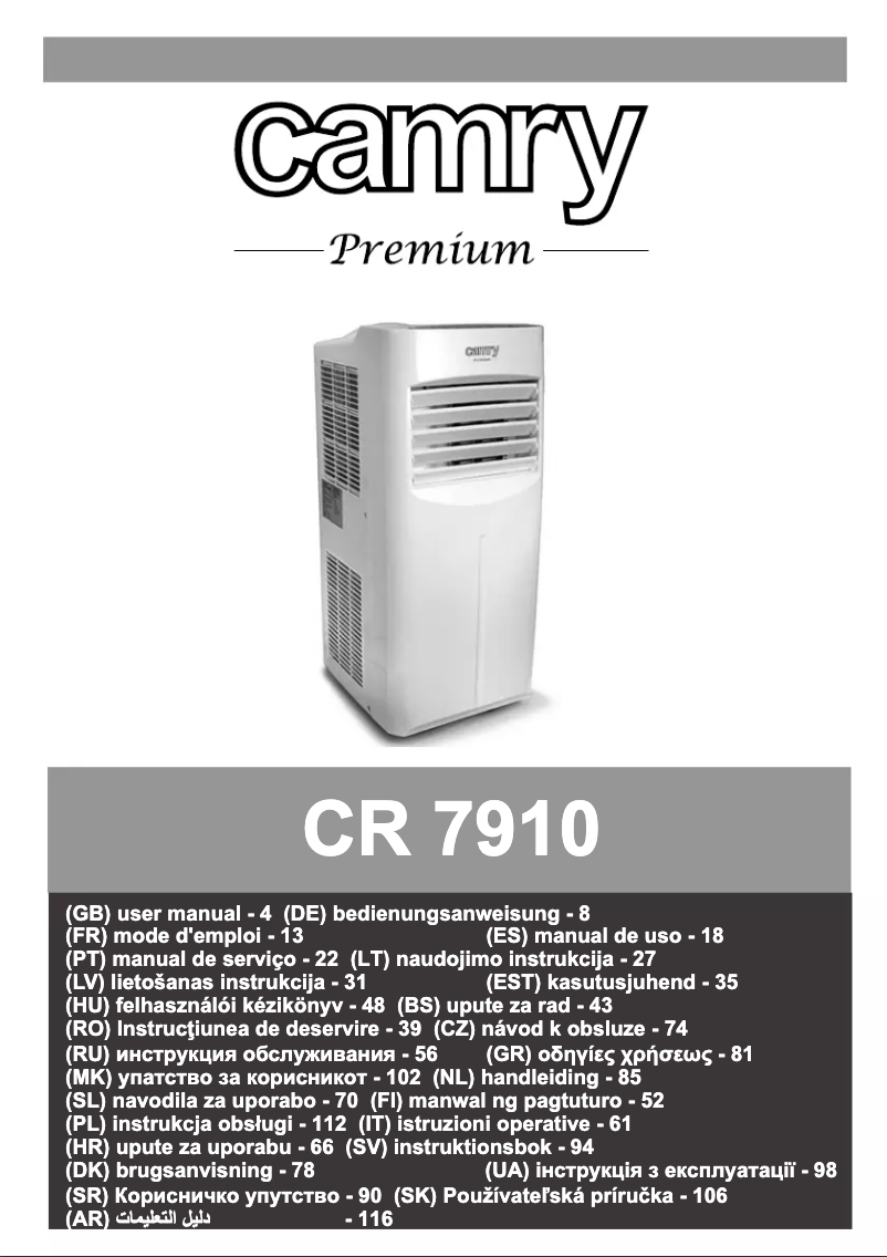 Page 1 de la notice Manuel utilisateur Camry CR 7910