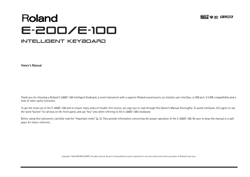 Image de la première page du manuel de l'appareil E-200