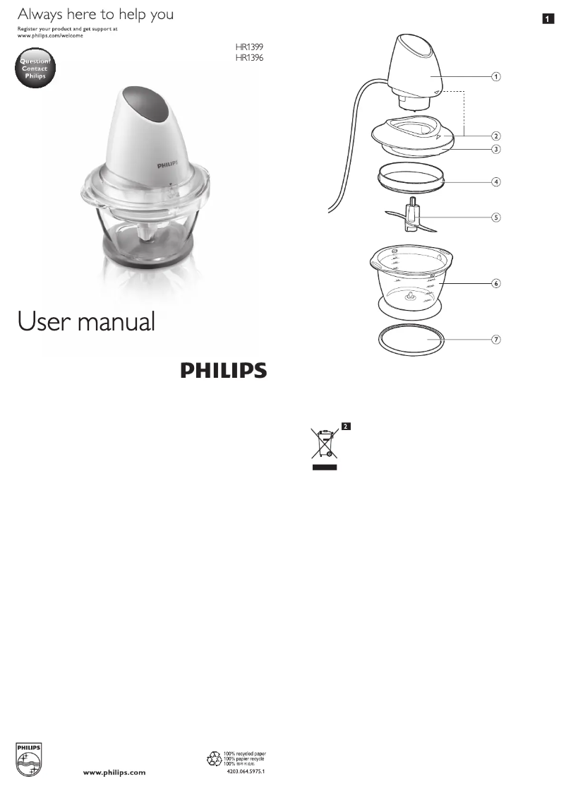 Page n°1 - Manuel utilisateur Philips HR3928