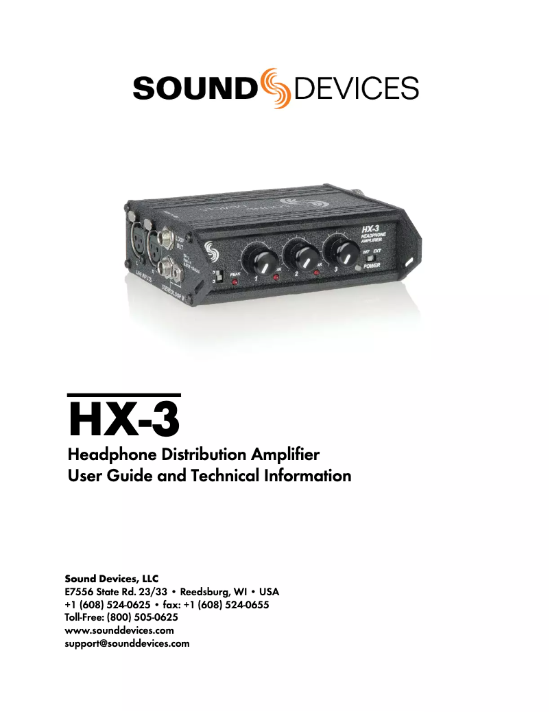 Page 1 de la notice Manuel utilisateur Sound Devices HX-3