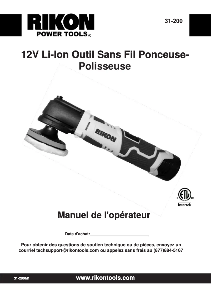 Page n°1 - Manuel utilisateur RIKON 31-200