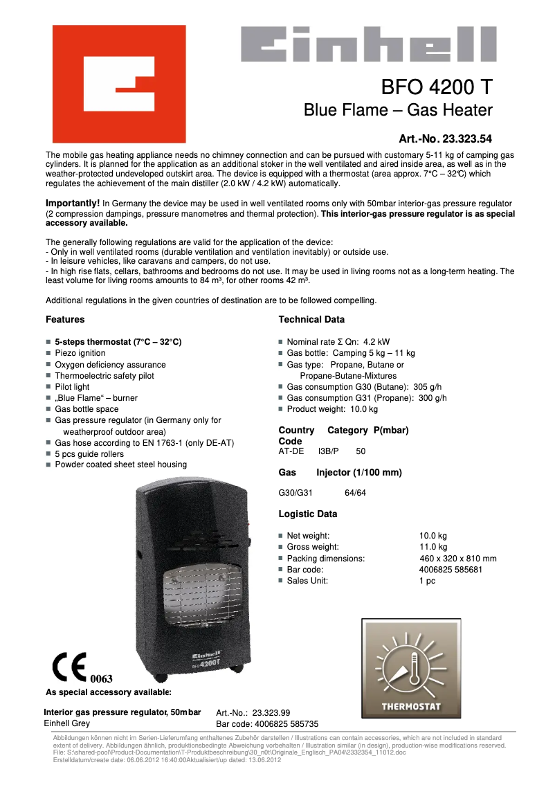 Page 1 de la notice Manuel utilisateur Einhell BFO 4200 T