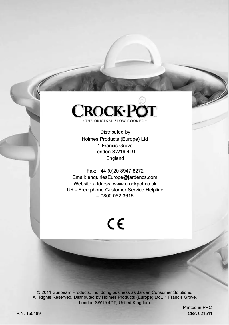 Page 1 de la notice Manuel utilisateur Crock-Pot SCCPQK5025W