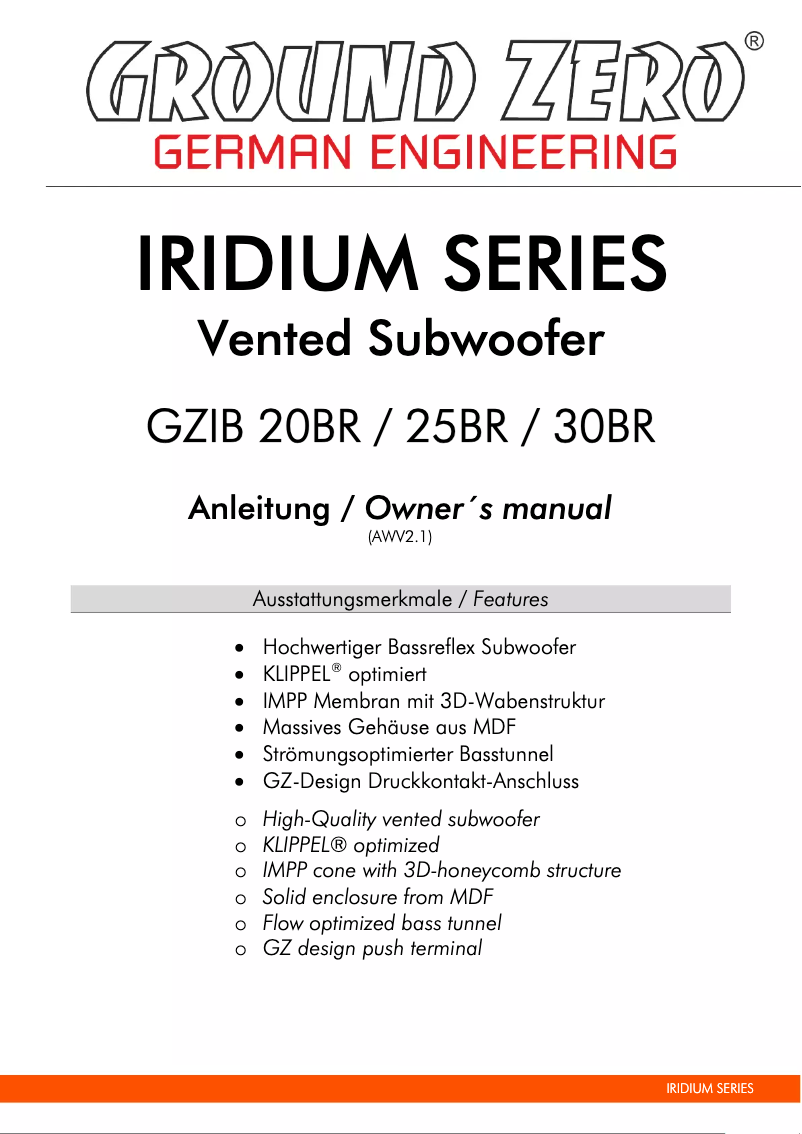 Página 1 del manual Manual de usuario Ground Zero GZIB 20BR
