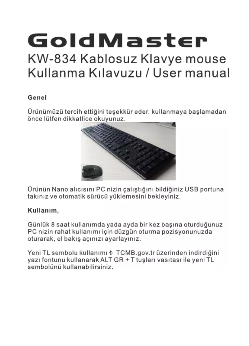 First page image of the manual for KW-834