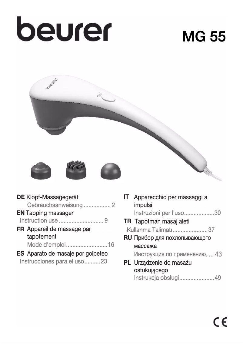 Page 1 de la notice Manuel utilisateur Beurer MG 55