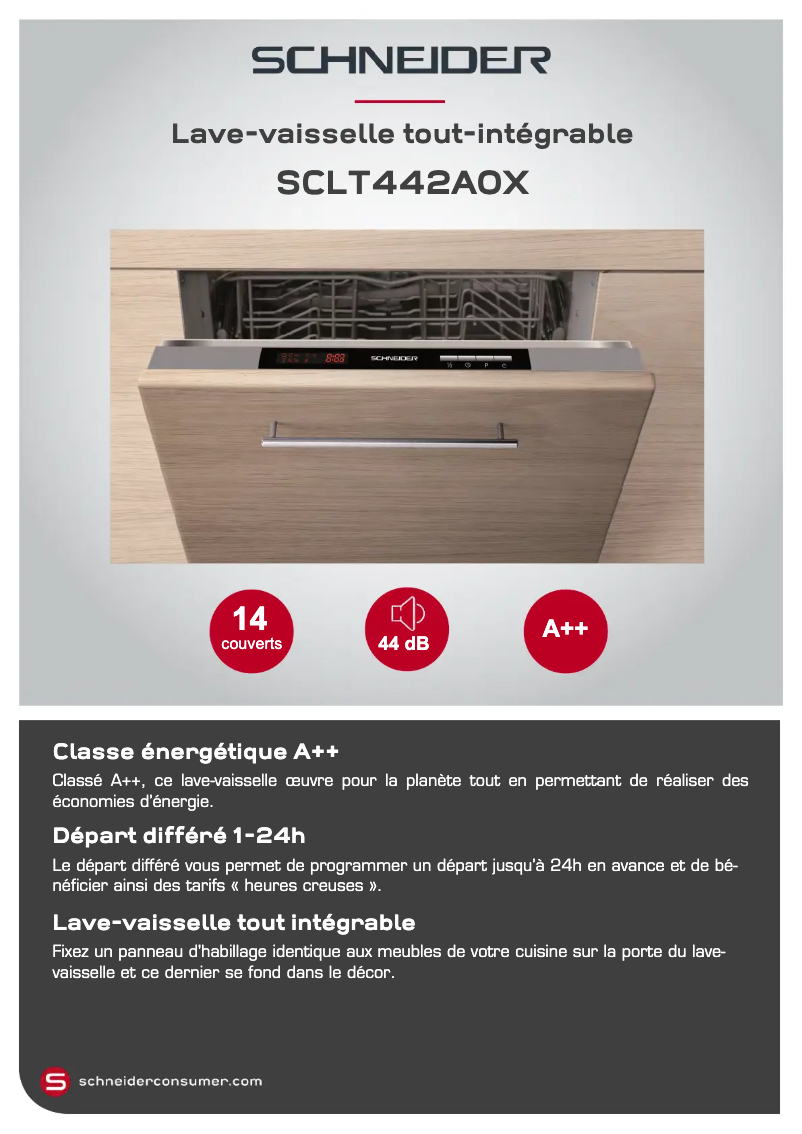 Page 1 de la notice Fiche technique Schneider SCLT442A0X
