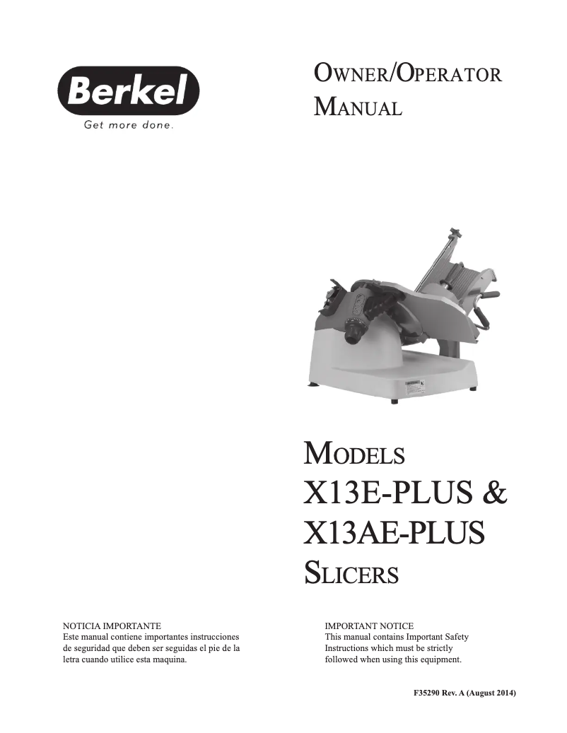 Page n°1 - Manuel utilisateur Berkel X13AE-PLUS