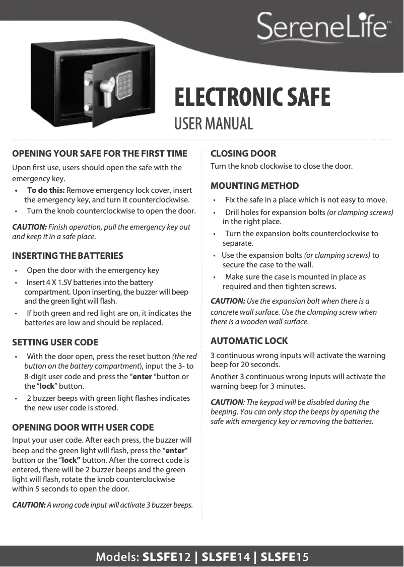 Image de la première page du manuel de l'appareil AZSLSFE12