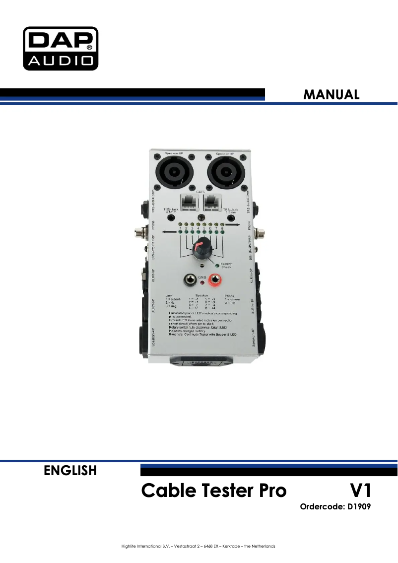 Image de la première page du manuel de l'appareil Cable Tester Pro