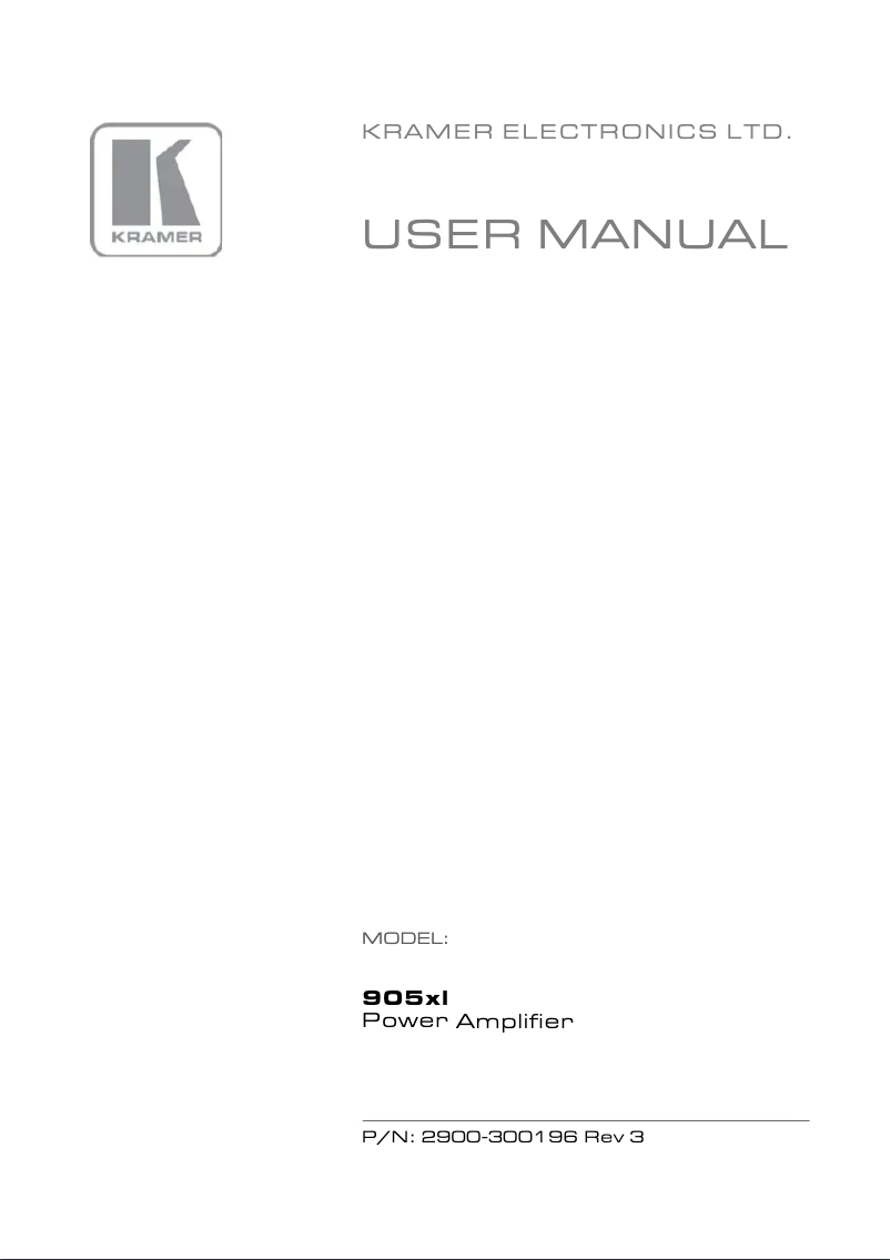 Page 1 de la notice Manuel utilisateur Kramer 905XL