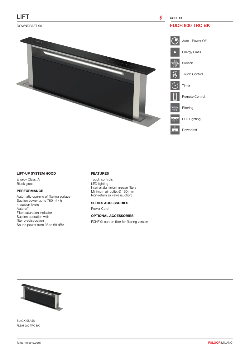 Page n°1 - Fiche technique Fulgor Milano FDDH 900 TRC X