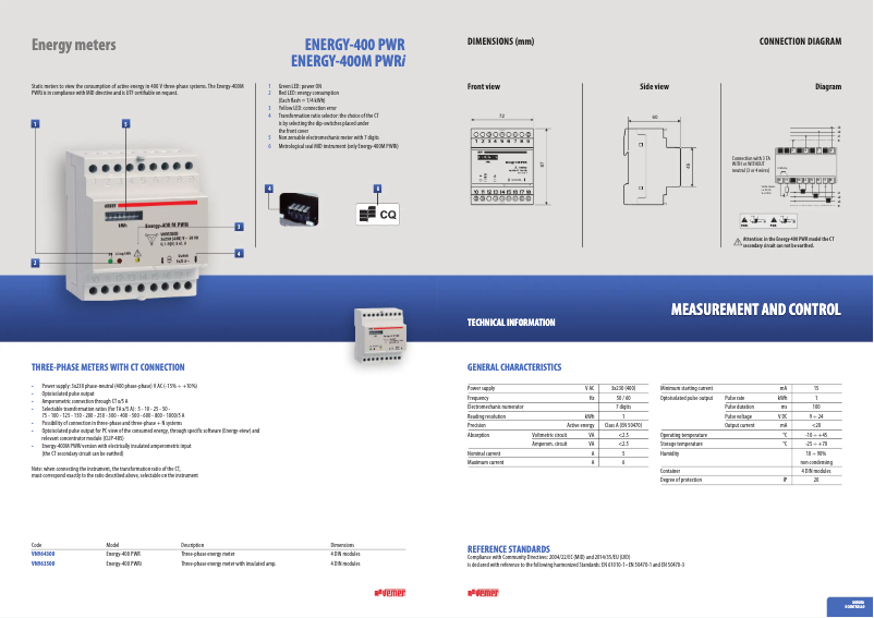 Page n°1 - Fiche technique Vemer Energy-400 M PWRi