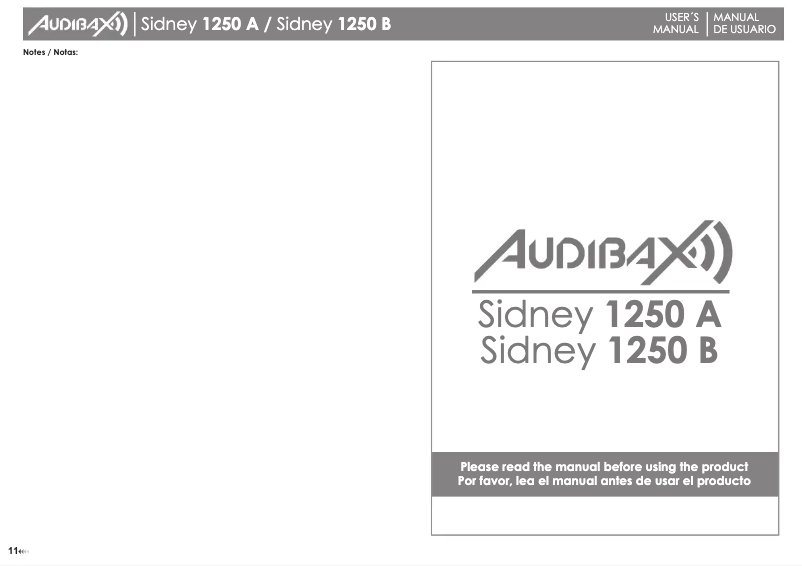 Page n°1 - Manuel utilisateur Audibax Sidney 1250 B