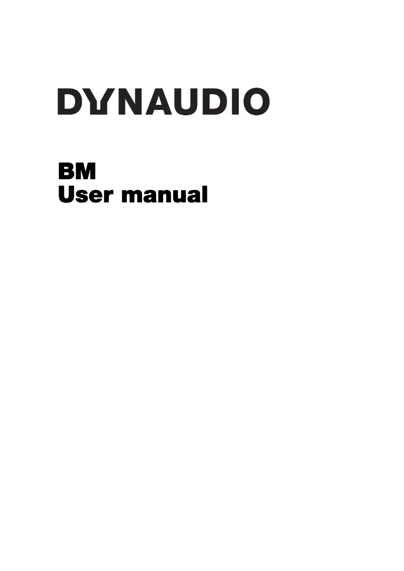 Page n°1 - Manuel utilisateur Dynaudio BM6A
