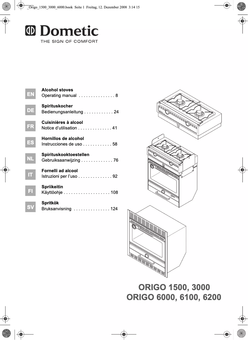 Image de la première page du manuel de l'appareil Origo 1500