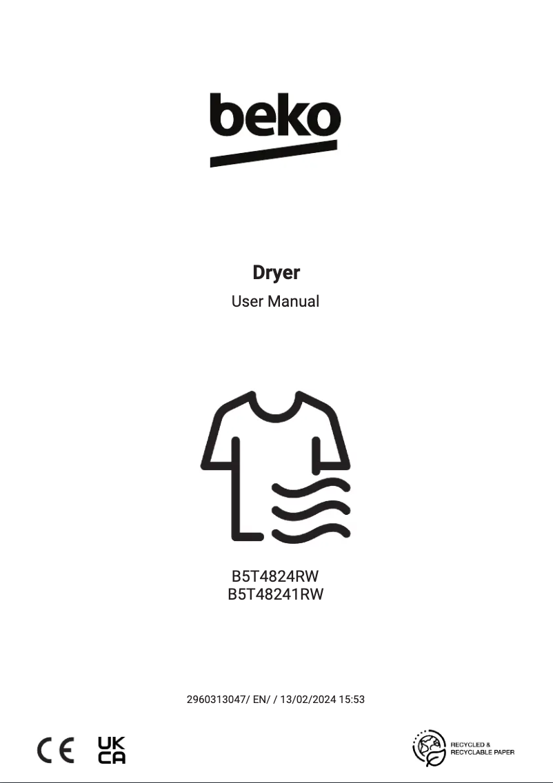 Page 1 de la notice Manuel utilisateur Beko B5T48241RW