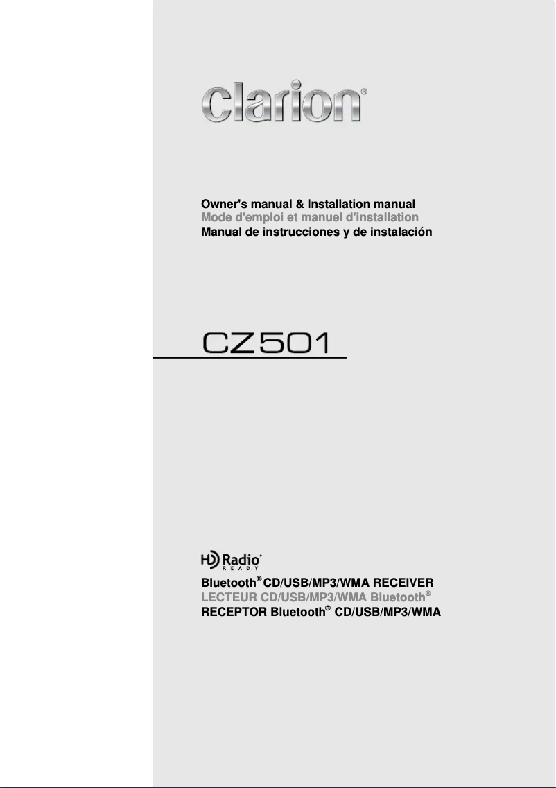 Page n°1 - Manuel utilisateur Clarion CZ501