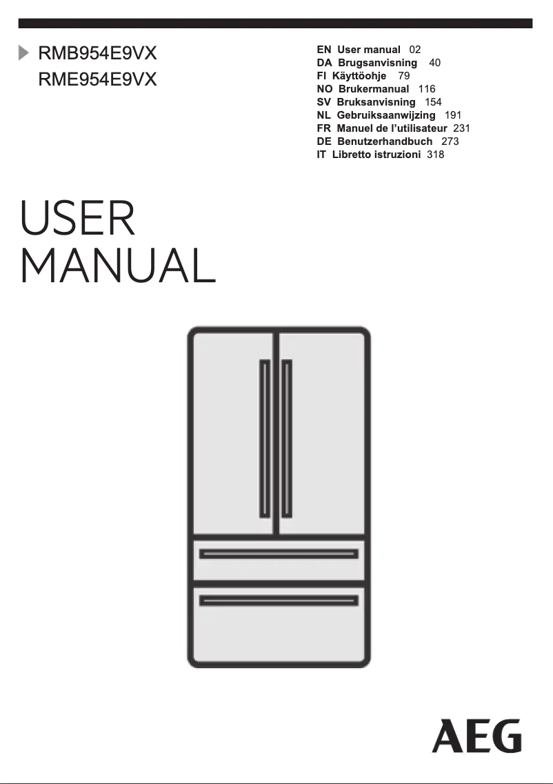 Page 1 de la notice Manuel utilisateur AEG RMB954E9VX