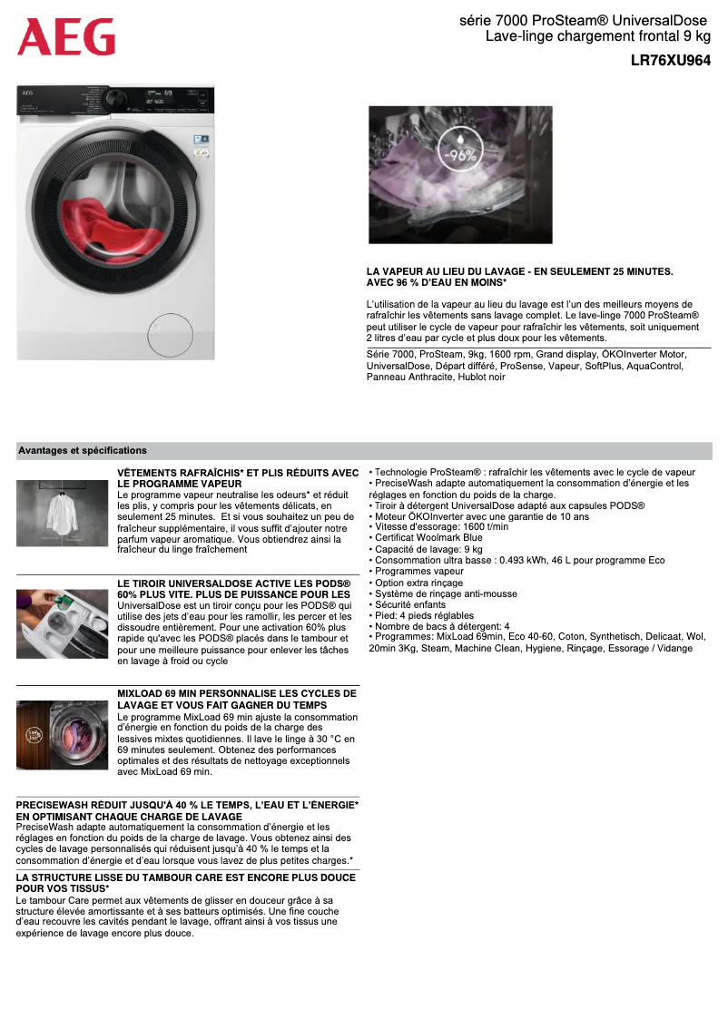 Página 1 del manual Ficha técnica AEG LR76XU964