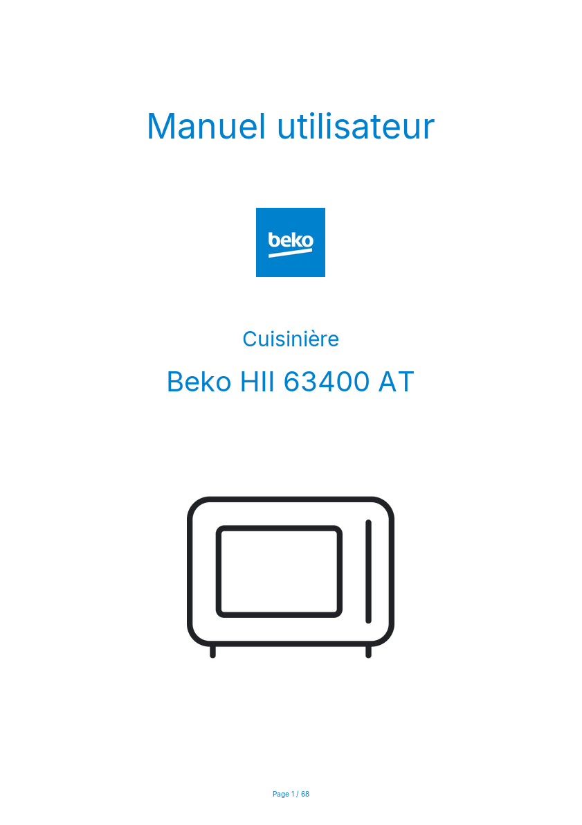 Page n°1 - Manuel utilisateur Beko HII 63400 AT