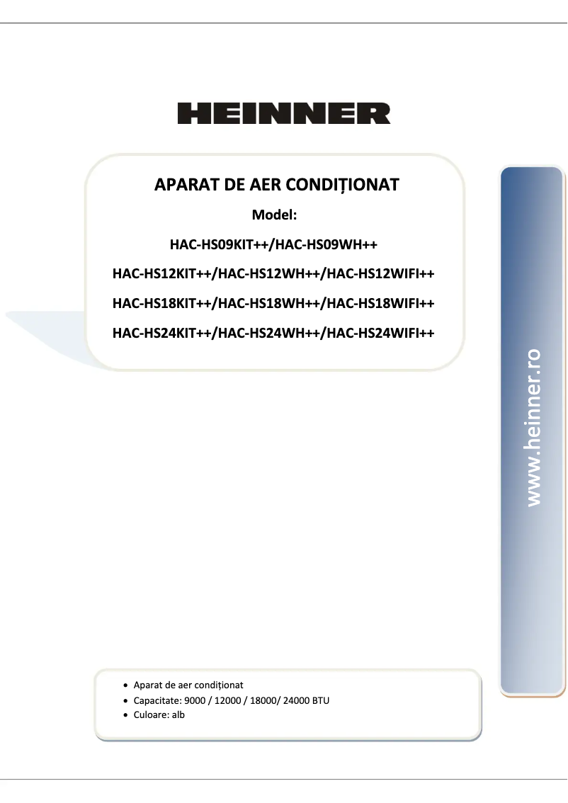 Image de la première page du manuel de l'appareil HAC-HS24KIT++