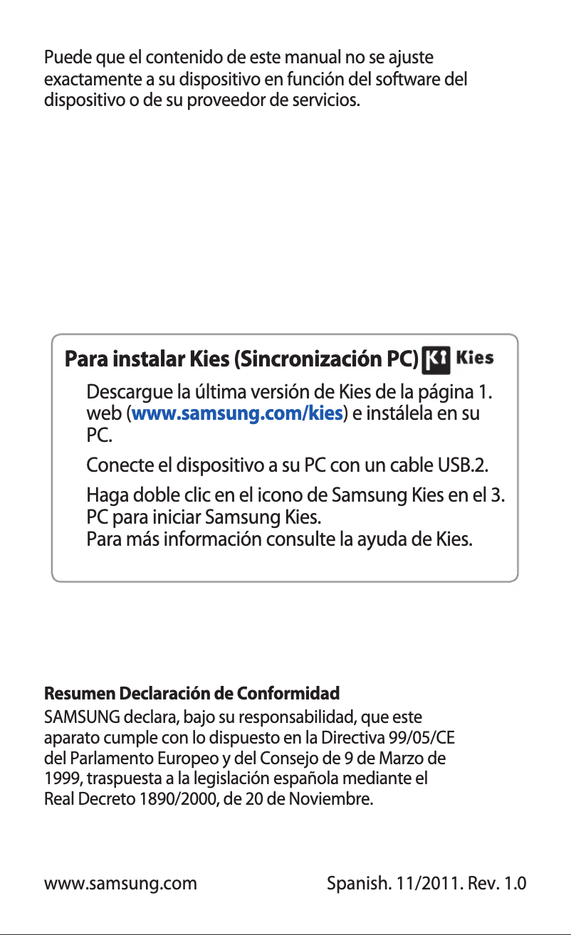 Page 1 de la notice Manuel utilisateur Samsung Wave III S8600