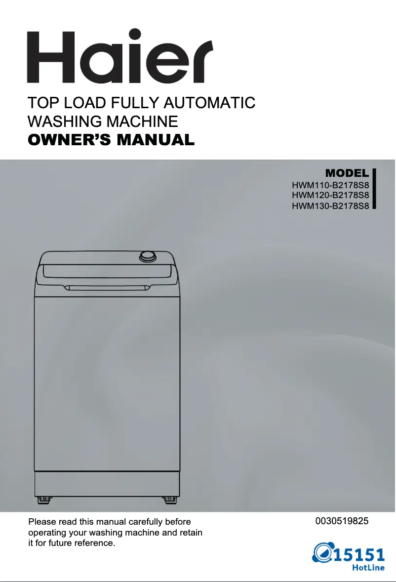 Page 1 de la notice Manuel utilisateur Haier HWM120-B2178S8