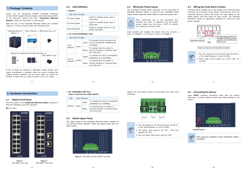 Page n°1 - Manuel utilisateur Planet IGS-1820TF